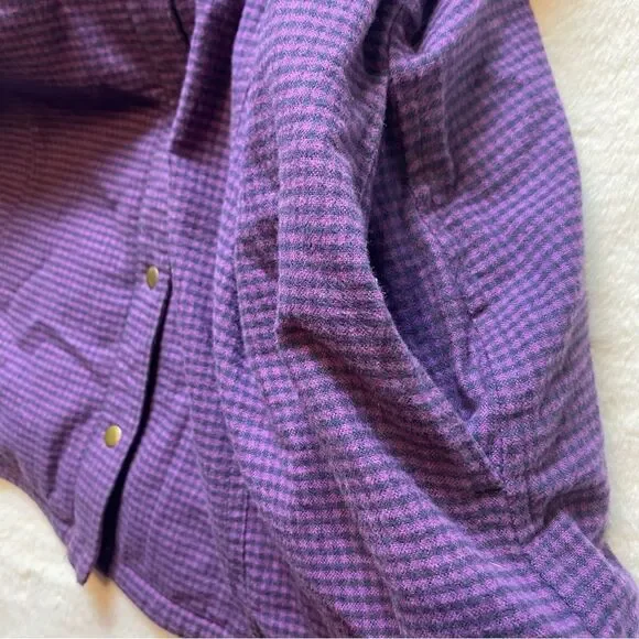 L.L. Bean Purple and Black Checked/Plaid Lined Shacket Size Large - Picture 9 of 14